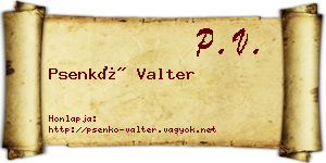 Psenkó Valter névjegykártya