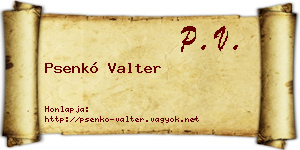 Psenkó Valter névjegykártya